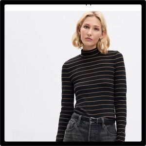 Gap Mockneck Turtleneck Striped Long Sleeve Med